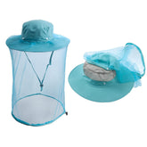 HunterBee mosquito head net hat aqua green - front view